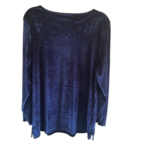 NWT Quaker Factory Velvet blue rhinestones size large jeanne Rice - Picture 2 of 10